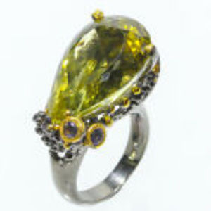 Lemon Quartz 925 Sterling Silver Ring Size 7.5